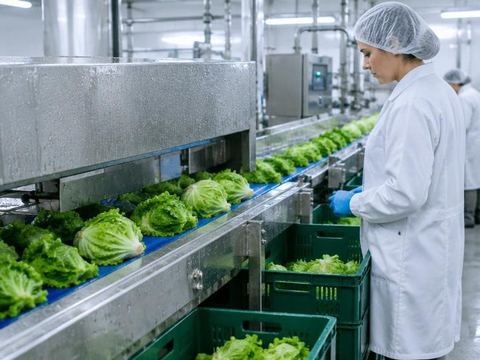 Lettuce on a packing line